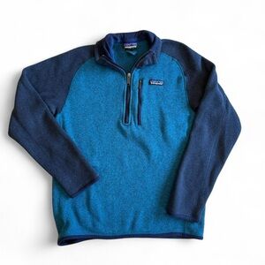 Patagonia Teal and Blue Quarter Zip pull over jacket